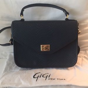 GiGi New York Courtney Satchel Navy Python